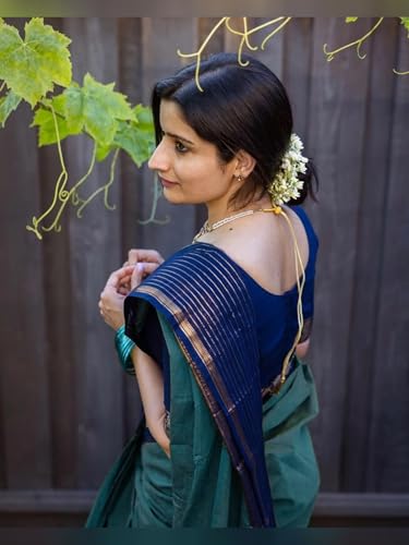 Image of DEVIKA TEXTILES Aradhana Sharadha Green Narayanpet Pure Cotton Saree | Elegant & Comfortable Saree for Women