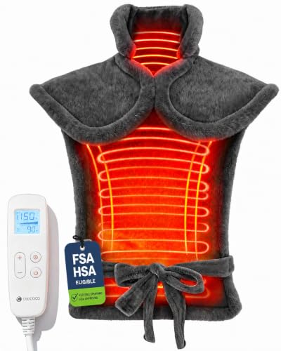 Image of CooCoCo FSA Eligible 24 x 33 in Heating Pad for Neck & Back | HSA Approved, Electric Neck & Shoulder Heat Wrap, Weighted Edges, 6 Heat Settings, 3 Timers, Auto-Off, ETL Certified