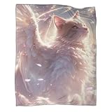 Angel Cat Flauschige Kuscheldecken Extra Weiche und Warme Fleecedecken,Wohndecken,Sofadecken,Sofa Überwurfdecken,Tagesdecken Oder Bettüberwürfe,3D Decke Warm 50x60inch(127x152cm)