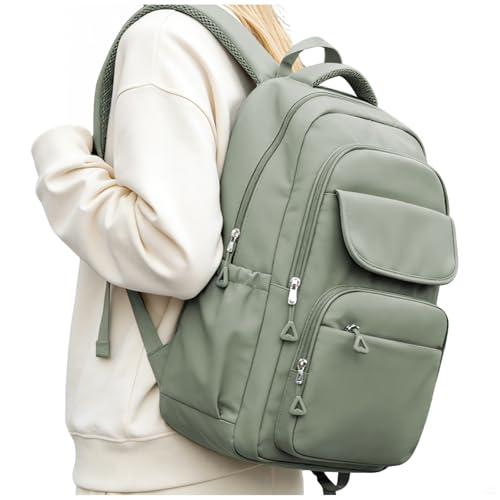 VENATIN Student School Backpack for Teen Girls Middle High School Bookbag Casual Daypack, 15.6 Inch Laptop Backpack for College, Green