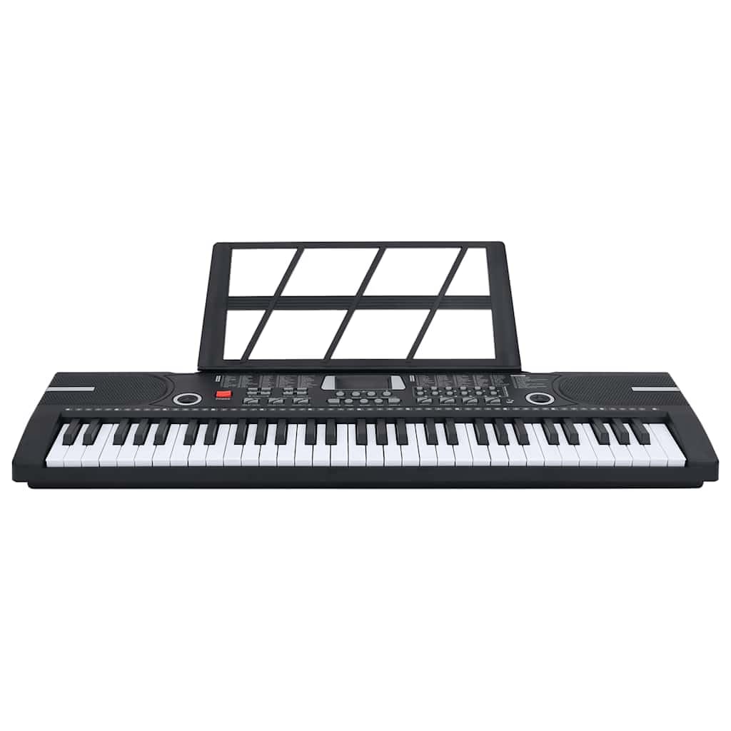 Elektrisches Keyboard mit 61 Tasten, Notenständer, Mikrofon, USB- und Batteriebetrieb, 10 Demo-Songs, 100 Rhythmen, 100 Klänge, 5 Percussion für Kinder, Anfänger, Musikschule, Zuhause, Bühne