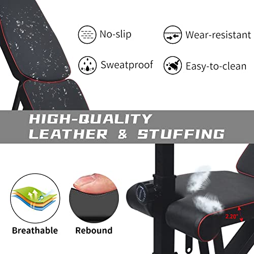 Papepipo Adjustable Weight Bench For Home - Foldable Workout Bench With Preacher Curl Pad, Flat/Incline/Decline Exercise Bench, For Full Body Strength Training #TOP3
