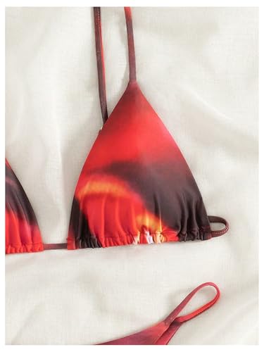 WDIRARA Women's 2 Piece Tie Dye Triangle Bikini Sets Spaghetti Strap Swimsuit Bathing Suit3
