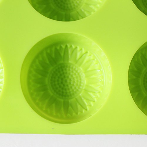 X-Haibei Round Daisy Flower Soap Cake Lotion Bar Jello Mooncake Silicone Mold Dia. 3Inch, 3Oz Per Cell #TOP6