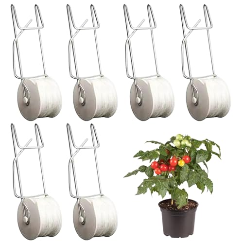 DAGLLGEW Crochets de Tomate 6pcs Support de la Plante Tomate pour Le Treillis à Cordes Suspendu des Clips Plante à Roller avec 49 pi Corde pour la Fleur légumes en Serre et la Vigne