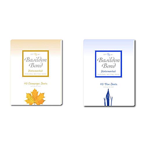 Image of Basildon Bond P4TO 178 x 229 mm Writing Pad with 40 Sheets - Champagne & Bond Duke 137 x 178 mm Writing Pad with 40 Sheets - Blue