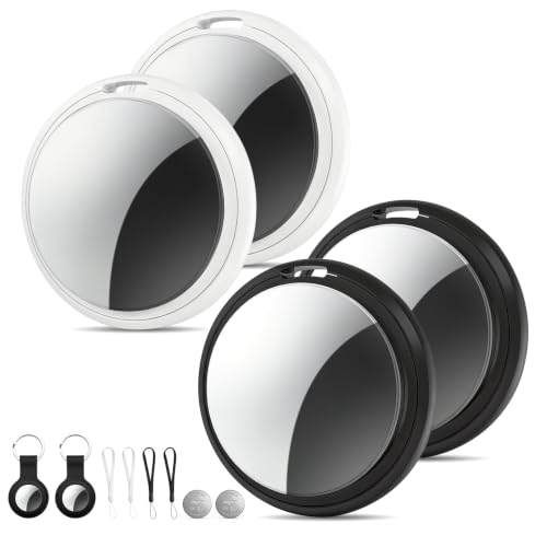 Image of 4 Packs Tracker Tags Compatible with Find My (iOS Only), Bluetooth Tracker Tags, Smart Keys Finder and Item Locator with Waterproof Case for Wallet Luggage Backpack (2Black+2White)