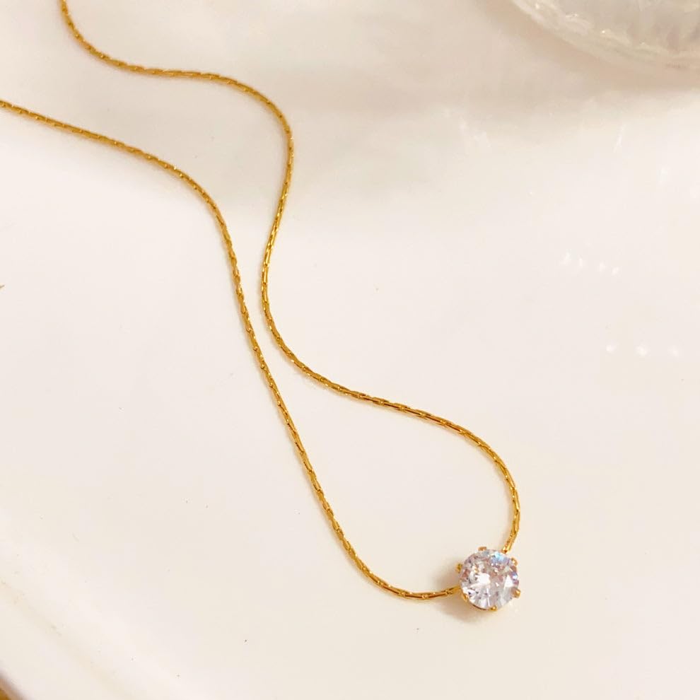 Image of Stone Necklace Set For Women Stylish | Anti Tarnish Waterproof Stainless Steel Chain Pendant Necklaces Jewelry for Love | Gold Plated Jewellery Accessories for Woman & Girls | Birthday Gift for Wife & Girlfriend