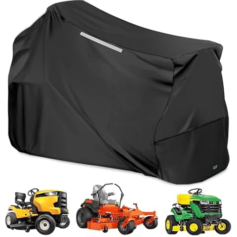 Premium Riding Lawn Mower Cover, Elechomes Heavy Duty 600D Polyester Oxford UV Protection Waterproof Windproof Universal Fits Decks Up to 60" Lawn Mower Dust Covers with Storage Bag 82.5x46x55 Inch Cover