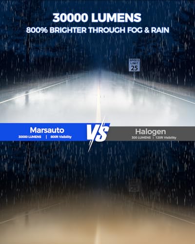 Image of Marsauto H11 /H8 LED Fog Light Bulb, 30,000LM 800% Brightness, H11 H16 H8 LED Bulb Fog Lights, 6500K Cool White Non-Polarity, For DRL Use, Tire Light Assemblies (Pack of 2)