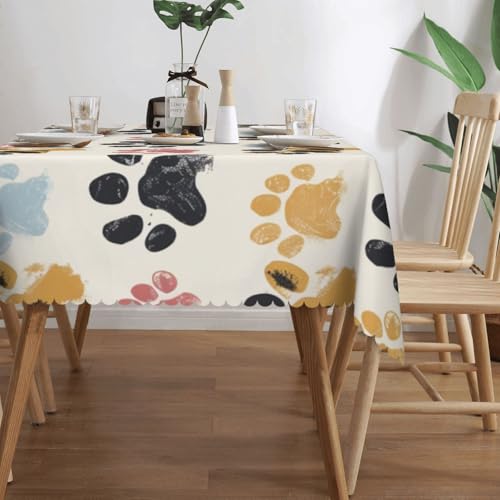 Nappe rectangulaire motif pattes de chien pour repas de fête et buffets animés