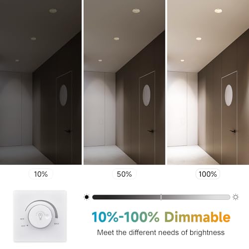 LED Downlights Ultra Slim 7W LED Recessed Ceiling Lights Dimmable 6 Pack, Warm White 3000K Neutral White 4000K Cool White 6500K Adjustable, IP44 Round Spotlights for Kitchen Living Room Bathroom