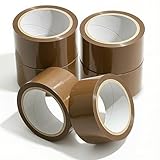 Roe Tenpo Packaging Tape, 6 Rolls Brown Parcel Packing Tape with Low Noise - 48mm X 66m, Secure and Sticky Seal for Boxes, Packing, Shipping, Moving, eCommerce (Brown, 6 rolls)
