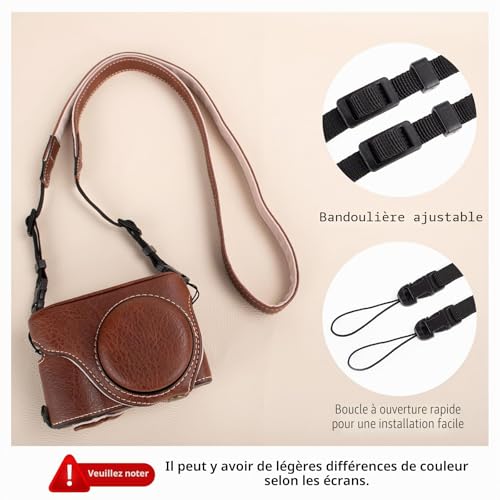 Étui Lumix TZ99 housse protection Panasonic café avec sangle