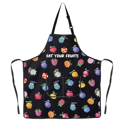 JNIAP Devil Fruits Kitchen Apron Anime Devil Fruit Gift Gomu Gomu Anime Fruit Gift Devil Fruits Merch (EAT YOUR ap)
