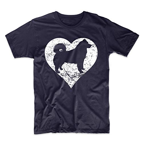 Really Awesome Shirts Distressed Alaskan Malamute Heart Dog Owner Graphic T-Shirt, XL Navy