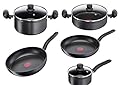 Lagostina Cucina Facile Set di Pentole Antiaderenti, 8 pz, 2 Padelle 24,28cm, Casseruola Fonda 20cm, Casseruola Fonda Manico Lungo 14cm, Tegame 24cm, 3 Coperchi 14,20,24cm