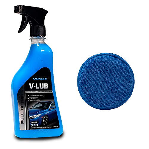 Kit V-Lub Lubrificante Para Pintura Automotiva 500ml + Aplicador de Cera Microfibra Redondo 300gr Az