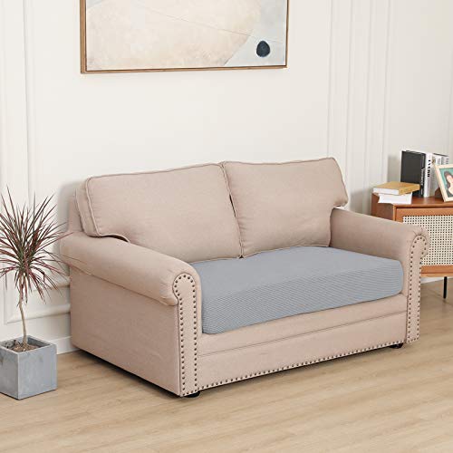 Image of Easy-Going Stretch 1 Piece Loveseat Couch Cushion Cover for Sofa | Sofa Cushion Furniture Protector Sofa Seat sofa slipcover Washable sofa cover soft with Elastic Bottom Silver Gray