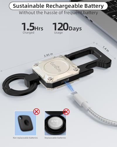 Image of ExtreLife Keychain, Works with Apple Find My, Bottle Opener, Carabiner Car Key Chains with Gps Tracker