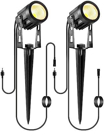 ECOWHO Garden Spotlights 2 Packs with 3m Wiring Cable Spike Lights Without Adapter, Only Extension Spotlights for Warm White Garden Lights Mains Series (No Plug)