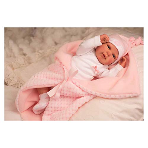 Muñecas Arias - Bambola Reborn 45 cm, rosa con coperta, multicolore (98020)
