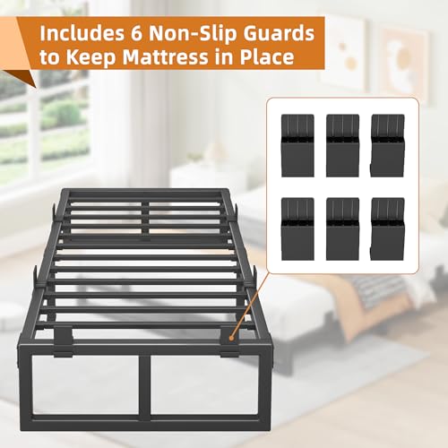 Image of 18 Inch Metal Twin Bed Frames with Stable Steel Support, Noise-Free
