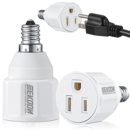 3 Prong Light Bulb Socket Adapter, Polarized Outlet, Light Socket to Plug Adapter Converter for...