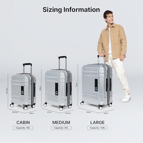Image of uppercase Polyester Bullet (Medium) 66 Cms|Check-In Inline Trolley Bag|Hardshellsided Luggage Anti-Scratch 8 Wheel Luggage|Tsa Lock&Anti-Theft Zippers|Suitcase For Men&Women (Silver)
