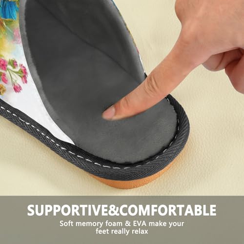 Slippers for Women Floral Pumpkin with Flora Soft Fuzzy Women's Slippers Indoor and Outdoor Shoes4