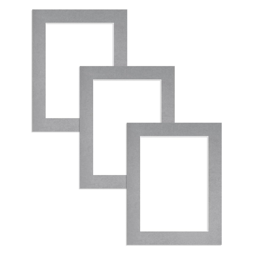 Alison Kingsgate 9X7 Silver Picture Mount for Frame - 7X5 Aperture - Pack 3