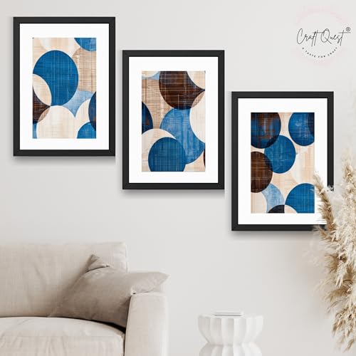 Image of CRAFT QUEST Wall Art Decor Paintings | Set of 3 Abstractv Wall Art Frames for Home Decoration | Ideal for Living Room, Bedroom & Office (Black, 10 X 13 Inches Each Frames)