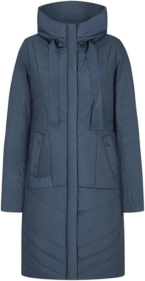 Long Thin Down Jacket Women's Pocket Hoodie Space Cotton