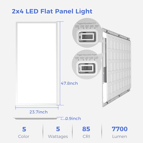 Image of AIKVSXER 4 Pack 2x4 LED Flat Panel Light - Selectable 5 CCT 3000K-6500K & 5 Wattage 30-70W 7700Lm 0-10V Dimmable 2 x 4 led Drop Ceiling Light Fixture 120-277V for Commercial and Home