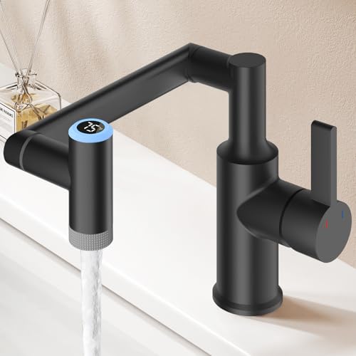KAIYING 1080 Rotatable 1 Hole Bathroom Faucet with Temperature Display