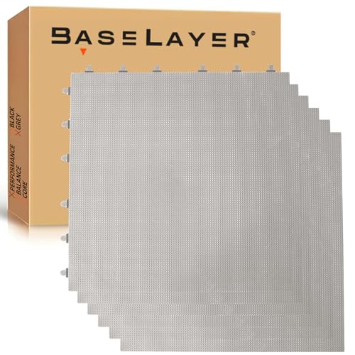 Baselayer Performance Series Interlocking Floor Tiles - Durable ½ in TPE (Rubber Like, NOT Foam, no Odor) - Gym Flooring for Weights & Heavy Equipment - Gray, 15 SqFt (6 Pack) - Made in USA