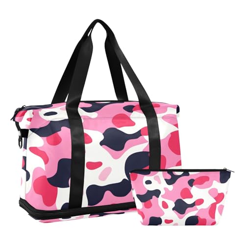 Cow Print Gym Duffle Bag with Shoe and Wet Clothes Compartments Shoulder Weekender Bag for Swim Sports Travel