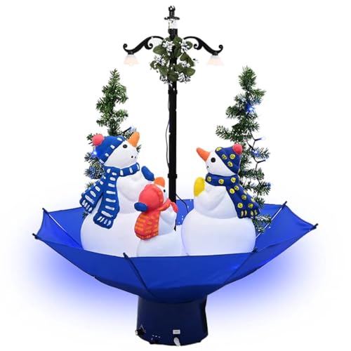 vidaXL Albero di Natale con Nevicata e Base ad Ombrello Addobbi di Natale Decorazioni Natalizie Festoni Alberi Finti per Feste Blu 75 cm in PVC