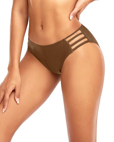 Image of Women Bikini Bottom Full Coverage Bathing Suit Bottoms Swimsuit Bottom | Low Waist Design, Side Strap Cutout, Full Rear Coverage, Secure Fit, Soft Breathable Fabric