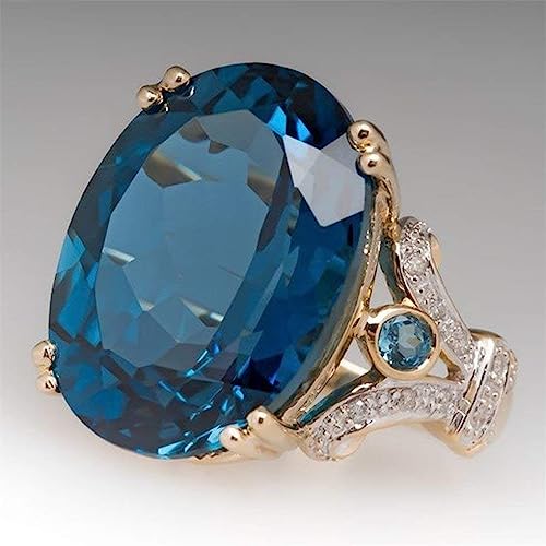 Huge Diamond Ring Bridal Shiny Cubic Zircon Ring Jewelry Gift For Women,Blue,12 Durability and professional Durability and professional4