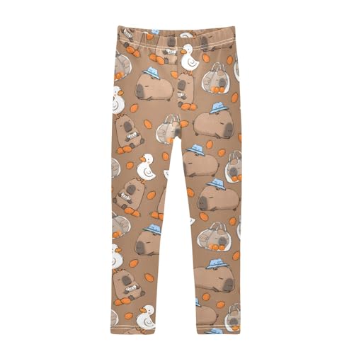 Cute Capybara Duck Carrot Girls Leggings Ultra Soft Compression Yoga Gym Pants for Kids 4-10T