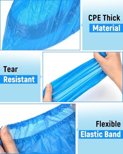 Image of Disposable Shoe Covers, Non-Slip, Waterproof, Durable Shoe Protectors for Home, Work, Medical, and Industrial Use, One Size Fits Most (Plastic, Pack of 50)