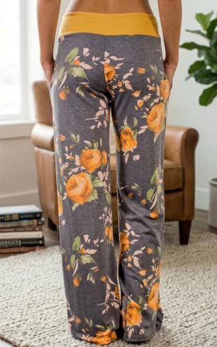 Image of Elsofer Women's Comfy Lounge Pants with Pockets Soft Wide Leg Pajama Pants Drawstring Palazzo Pants for Sleep, Casual Wear