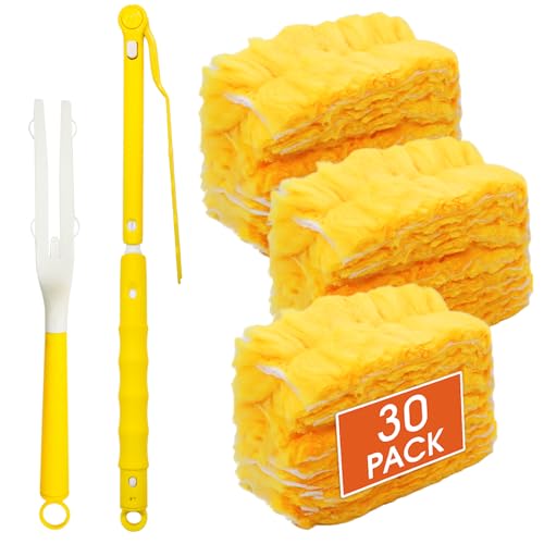 Image of 30 Pack Duster Refills Kits Compatible with Swiffer Duster, Dusters for Cleaning Disposable with Retractable Handle, for Cleaning Home Office Blinds Furniture and More