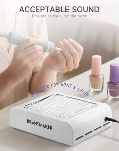 Image of BRANTMAKER Nail Dust Collector with Brush and 2 Reusable Filters (White) | Vacuum Dust Fan for Acrylic Nails