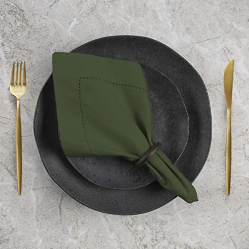 Guardanapo de Tecido Algodão Ponto Ajour 12 Peças - Verde Musgo