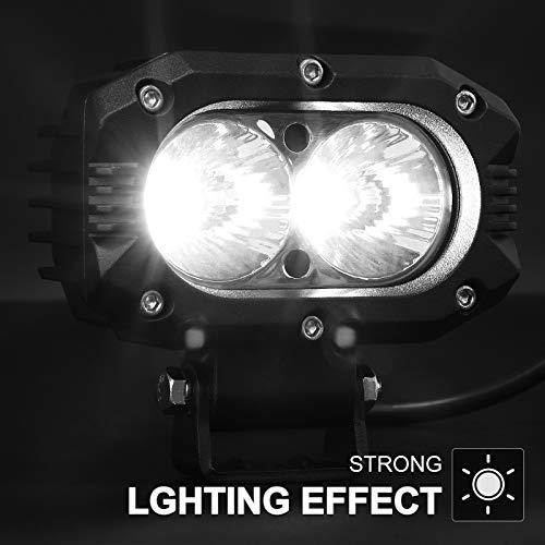 Rigidhorse 4 Inch Led Pod Lights 80W 8000LM 6500K Spot Fog Lights Xenon IP67 Waterproof White Super Bright Driving Light for Truck Boat Tractor ATV UTV 4X4, Pack of 2 - Thumbnail 4