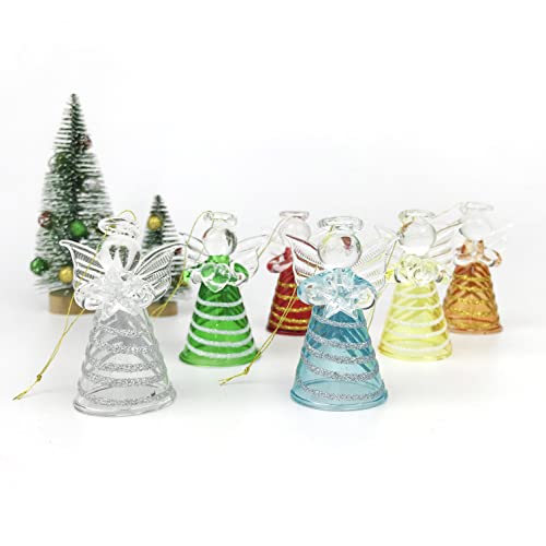 Vgeuna Colored Glass Angel With Glitter Hand Painting, Hanging Angel Christmas Ornaments, Decorative Hanging Ornaments #TOP2