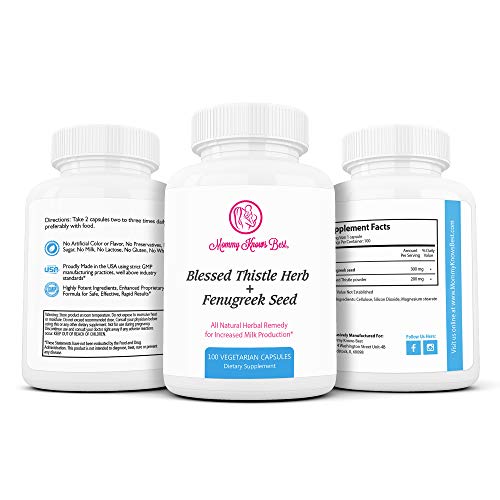 Blessed Thistle & Fenugreek Capsules for Lactation Support - Lactation Supplements for Increased Breast Milk - Lactation Pills & Postnatal Vitamins for Breastfeeding Support (Fenugreek Capsules)