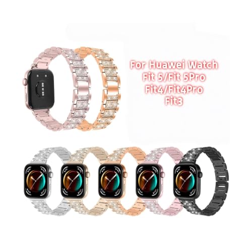 Pulsera metal mujer para Huawei Watch Fit 5 y Fit 3 elegante correa de acero inoxidable 3